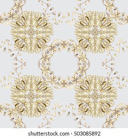 Elegant seamless pattern with floral and Mandala elements. Nice hand-drawn illustration. White background.