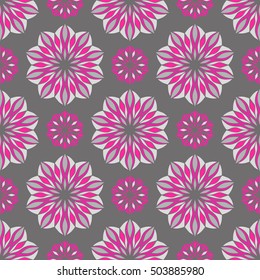Elegant seamless pattern with floral and Mandala elements. Nice hand-drawn illustration