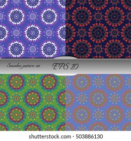 Elegant seamless pattern with floral and Mandala elements. Nice hand-drawn illustration