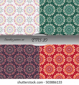 Elegant seamless pattern with floral and Mandala elements. Nice hand-drawn illustration