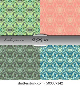 Elegant seamless pattern with floral and Mandala elements. Nice hand-drawn illustration