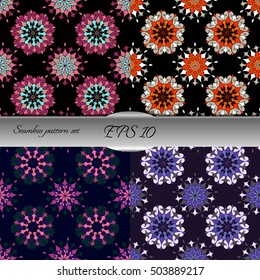 Elegant seamless pattern with floral and Mandala elements. Nice hand-drawn illustration