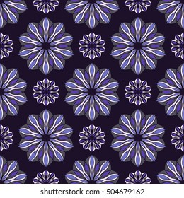 Elegant seamless pattern with floral and Mandala elements. Nice hand-drawn illustration