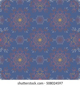 Elegant seamless pattern with floral and Mandala elements. Nice hand-drawn illustration