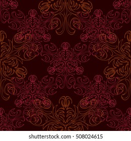 Elegant seamless pattern with floral and Mandala elements. Nice hand-drawn illustration