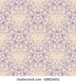 Elegant seamless pattern with floral and Mandala elements. Nice hand-drawn illustration