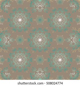 Elegant seamless pattern with floral and Mandala elements. Nice hand-drawn illustration