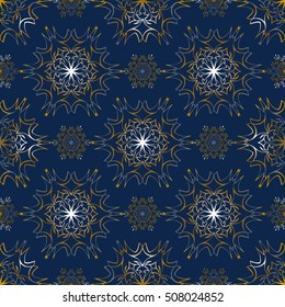 Elegant seamless pattern with floral and Mandala elements. Nice hand-drawn illustration