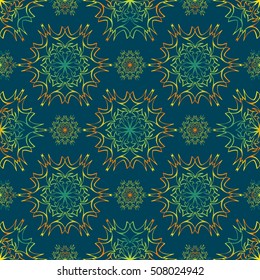 Elegant seamless pattern with floral and Mandala elements. Nice hand-drawn illustration