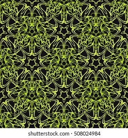 Elegant seamless pattern with floral and Mandala elements. Nice hand-drawn illustration