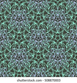 Elegant seamless pattern with floral and Mandala elements. Nice hand-drawn vector illustration
