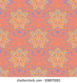 Elegant seamless pattern with floral and Mandala elements. Nice hand-drawn vector illustration