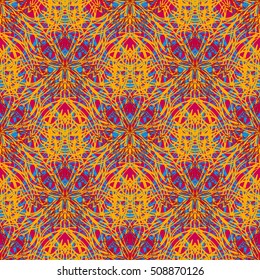 Elegant seamless pattern with floral and Mandala elements. Nice hand-drawn vector illustration