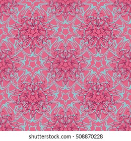 Elegant seamless pattern with floral and Mandala elements. Nice hand-drawn vector illustration