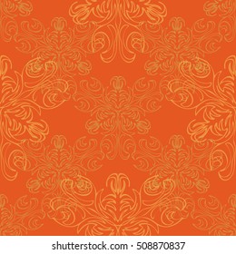 Elegant seamless pattern with floral and Mandala elements. Nice hand-drawn vector illustration