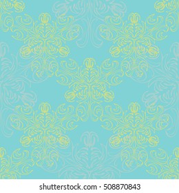 Elegant seamless pattern with floral and Mandala elements. Nice hand-drawn vector illustration