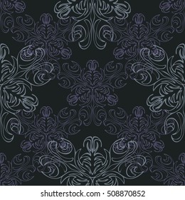 Elegant seamless pattern with floral and Mandala elements. Nice hand-drawn vector illustration