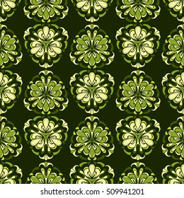 Elegant seamless pattern with floral and Mandala elements. Nice hand-drawn vector illustration