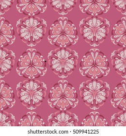 Elegant seamless pattern with floral and Mandala elements. Nice hand-drawn vector illustration