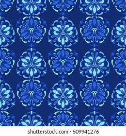 Elegant seamless pattern with floral and Mandala elements. Nice hand-drawn vector illustration