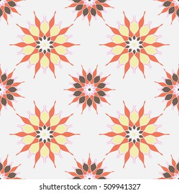 Elegant seamless pattern with floral and Mandala elements. Nice hand-drawn vector illustration