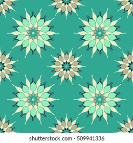 Elegant seamless pattern with floral and Mandala elements. Nice hand-drawn vector illustration