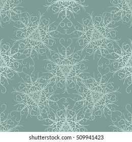 Elegant seamless pattern with floral and Mandala elements. Nice hand-drawn vector illustration