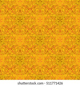 Elegant seamless pattern with floral and Mandala elements. Nice hand-drawn vector illustration