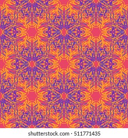 Elegant seamless pattern with floral and Mandala elements. Nice hand-drawn vector illustration