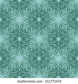 Elegant seamless pattern with floral and Mandala elements. Nice hand-drawn vector illustration