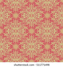 Elegant seamless pattern with floral and Mandala elements. Nice hand-drawn vector illustration
