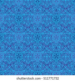 Elegant seamless pattern with floral and Mandala elements. Nice hand-drawn vector illustration