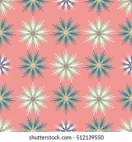 Elegant seamless pattern with floral and Mandala elements. Nice hand-drawn vector illustration