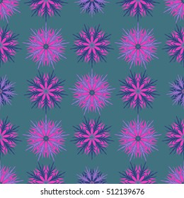 Elegant seamless pattern with floral and Mandala elements. Nice hand-drawn vector illustration