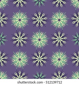 Elegant seamless pattern with floral and Mandala elements. Nice hand-drawn vector illustration