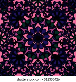 Elegant seamless pattern with floral and Mandala elements. Nice hand-drawn vector illustration