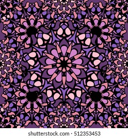 Elegant seamless pattern with floral and Mandala elements. Nice hand-drawn vector illustration