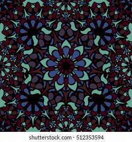 Elegant seamless pattern with floral and Mandala elements. Nice hand-drawn vector illustration