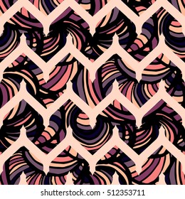 Elegant seamless pattern with floral and Mandala elements. Nice hand-drawn vector illustration