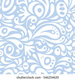 Elegant seamless pattern with floral and Mandala elements. Nice neutral and white hand-drawn seamless vector illustration.