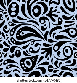 Elegant seamless pattern with floral and Mandala elements. Nice neutral and black hand-drawn seamless vector illustration.