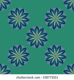 Elegant seamless pattern with floral and Mandala elements. Nice hand-drawn vector illustration