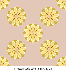 Elegant seamless pattern with floral and Mandala elements. Nice hand-drawn vector illustration
