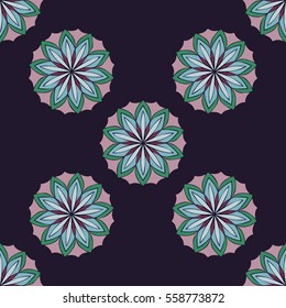 Elegant seamless pattern with floral and Mandala elements. Nice hand-drawn vector illustration