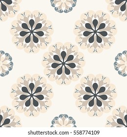 Elegant seamless pattern with floral and Mandala elements. Nice hand-drawn vector illustration