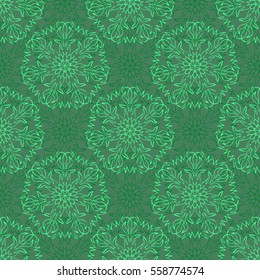 Elegant seamless pattern with floral and Mandala elements. Nice hand-drawn vector illustration