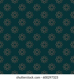 Elegant seamless pattern. Floral tiling vector ornament. Golden texture for luxury wear print and fashion banner. Good for endless wallpaper, surface texture, wrapping paper background, pattern fill