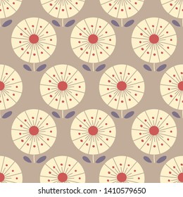 An elegant seamless pattern, with flowers in an art deco composition. It is perfect for print,  for bed sheets, pillow cases, curtains or tapestries