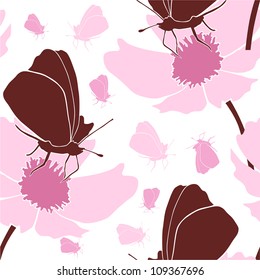 elegant seamless pattern with flowers and butterflies for your design