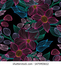 Elegant seamless pattern with flowers, design elements. Floral  pattern for invitations, cards, print, gift wrap, manufacturing, textile, fabric, wallpapers